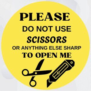 100 Please Do Not Use Scissors  - Fragile Packaging stickers labels